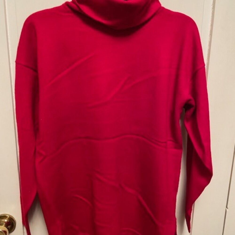 Valerie Stevens Women's Red 100% Merino Wool Mock Neck Sweater L